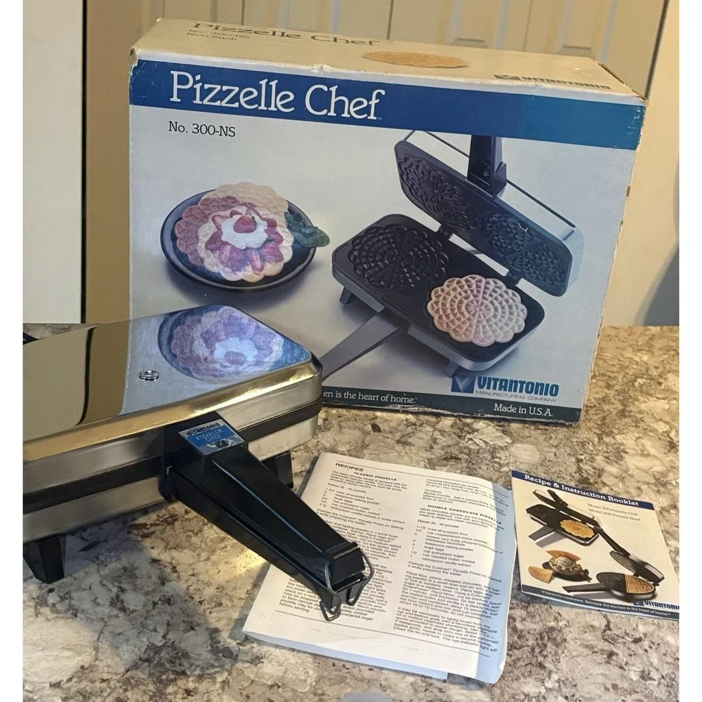 Vitantonio Pizzelle Chef 300-NS Italian Cookie Maker USA Vintage 1989 Open Box